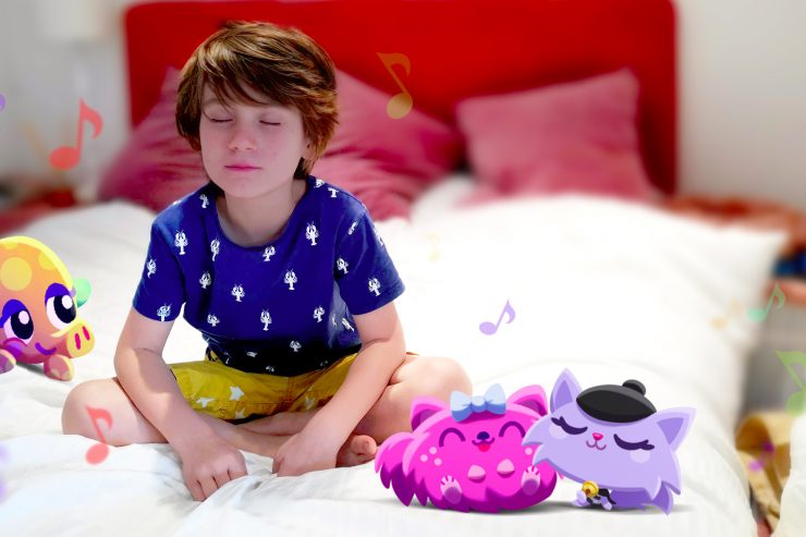 young boy meditating