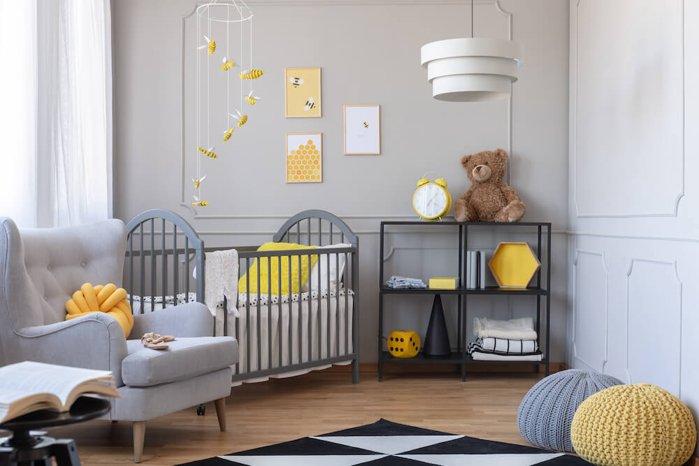 soft grey kids bedroom