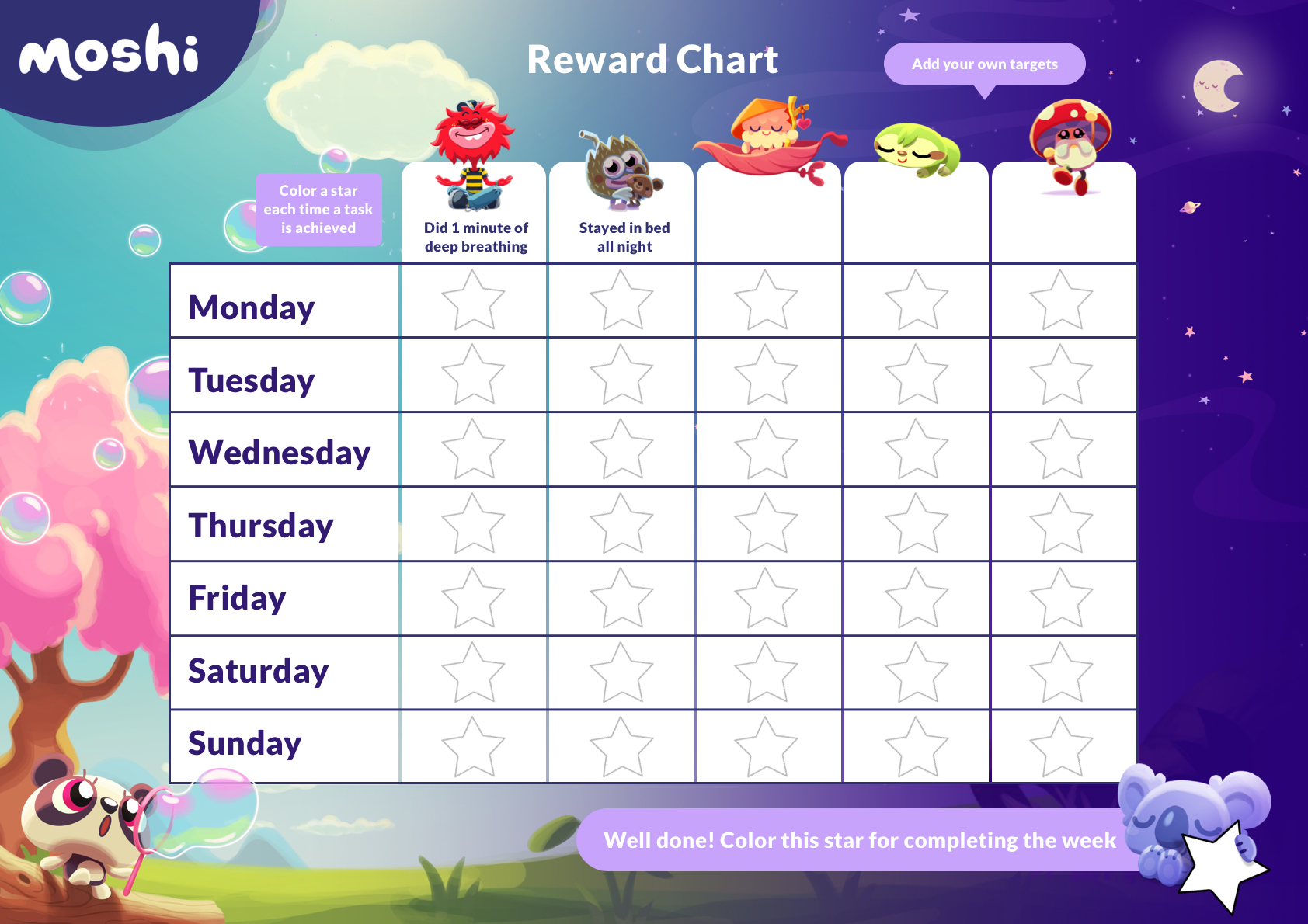 How to make a reward chart for kids (plus a free printable Moshi template)